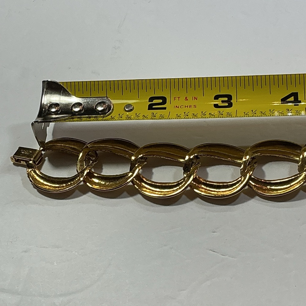 Vintage Signed Napier Gold Tone Textured Oval Link Statement Necklace - Picture 9 of 10